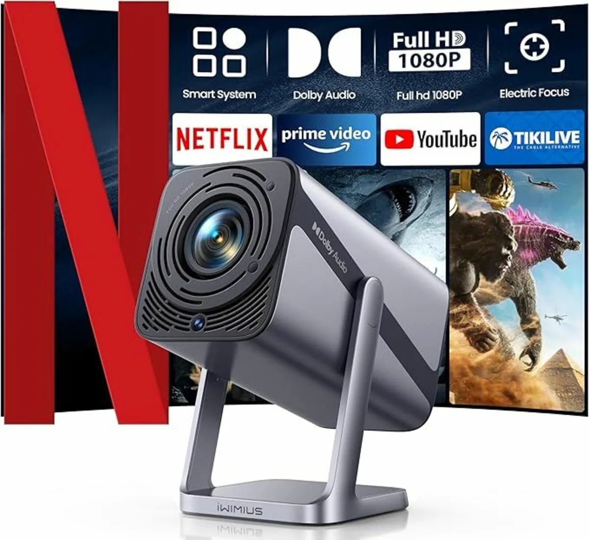 Netflix Projector, Smart FHD 1080P Portable black - Image 4