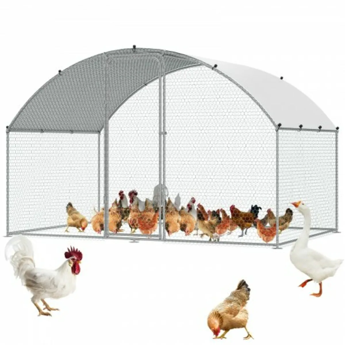 Chicken Coop, 3x1.97x1.99 m Walk-in Large Metal Ch - Image 1