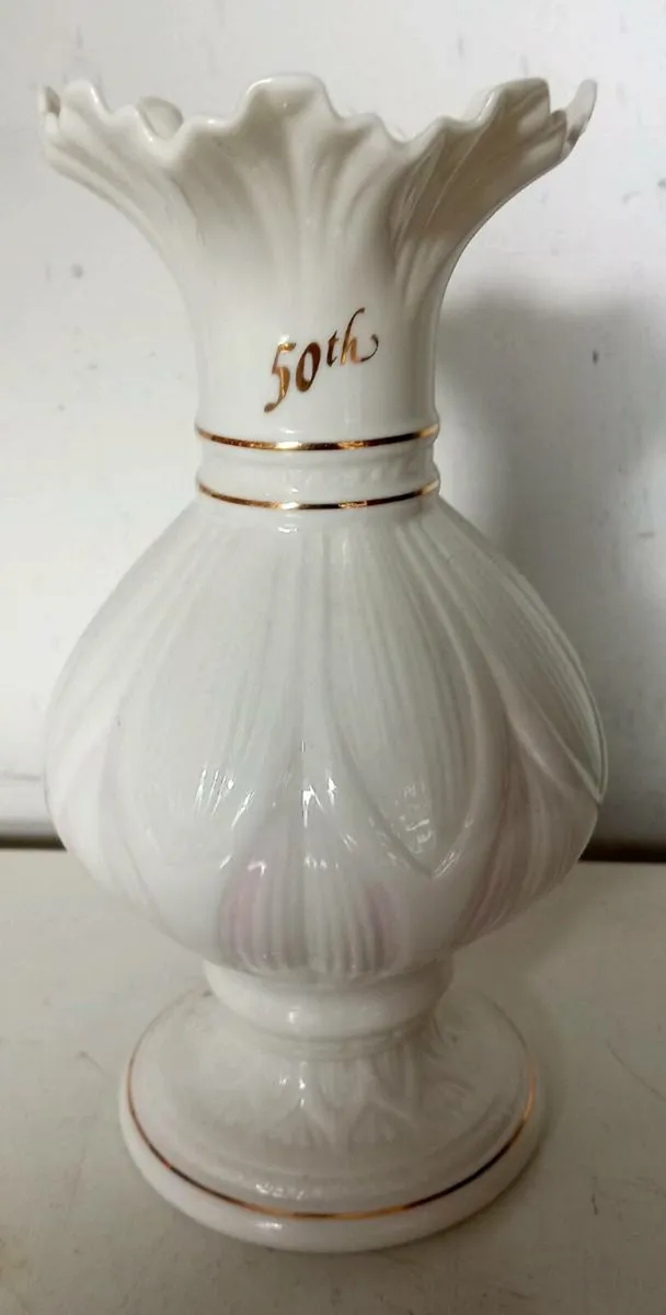 Belleek 50th Anniversary or Birthday Vase - Image 1
