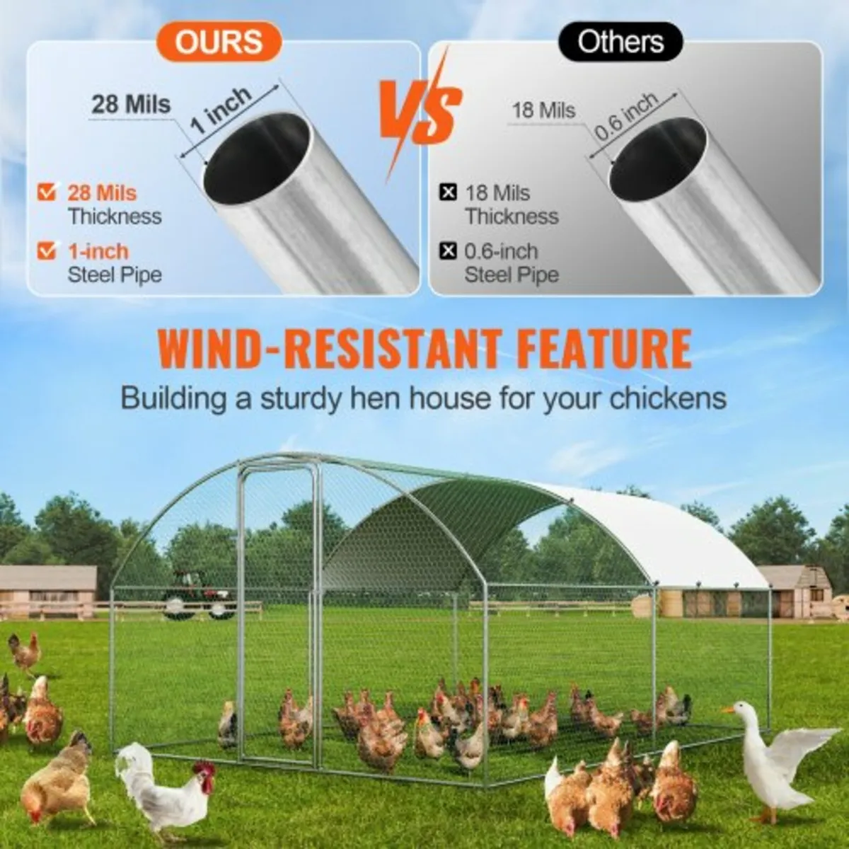 Large Metal Chicken Coop, 9.8x12.9x6.5 ft Walk in - Image 2