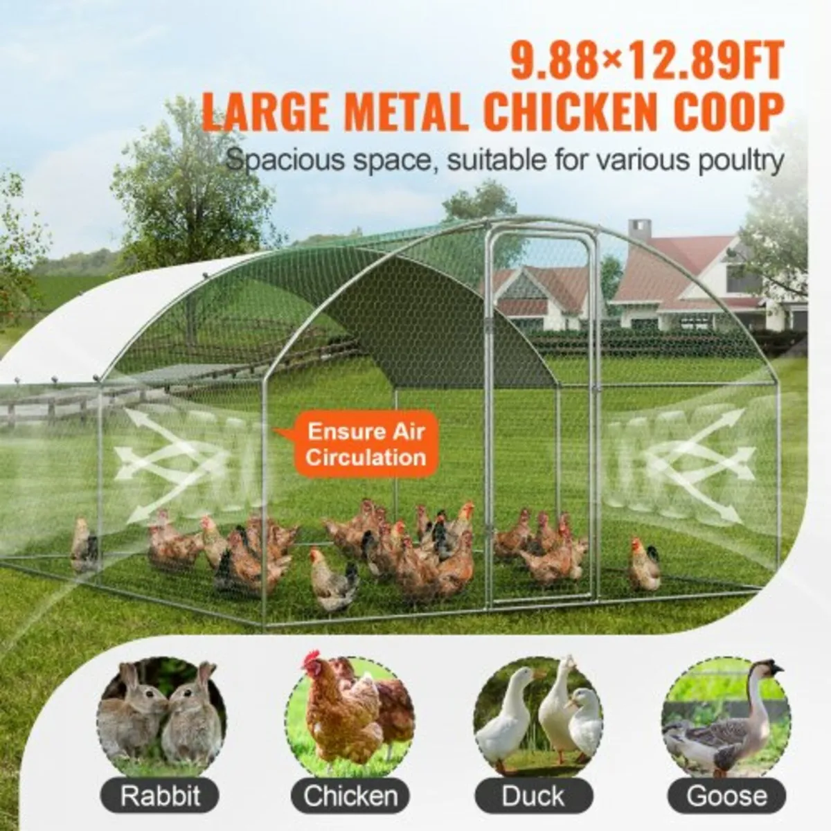 Large Metal Chicken Coop, 9.8x12.9x6.5 ft Walk in - Image 3