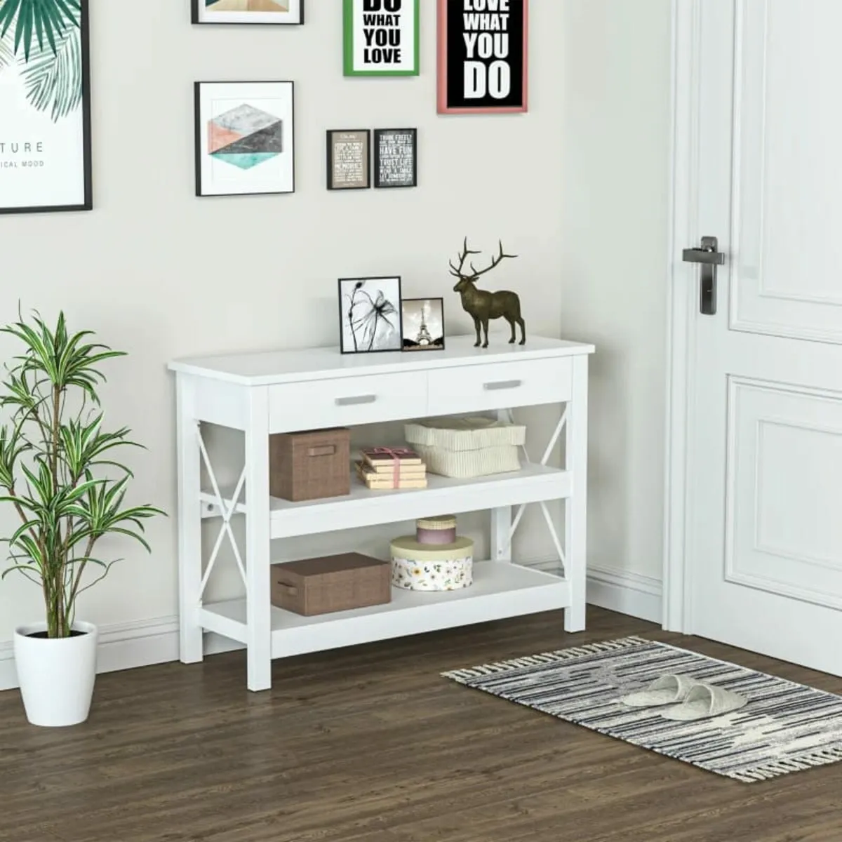 Entryway Console Sofa Table with 2 Drawers and Sto - Image 2