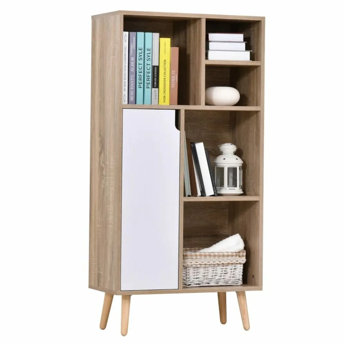Freestanding Storage Cabinet w/ Wood Legs 5 Compar - Image 1