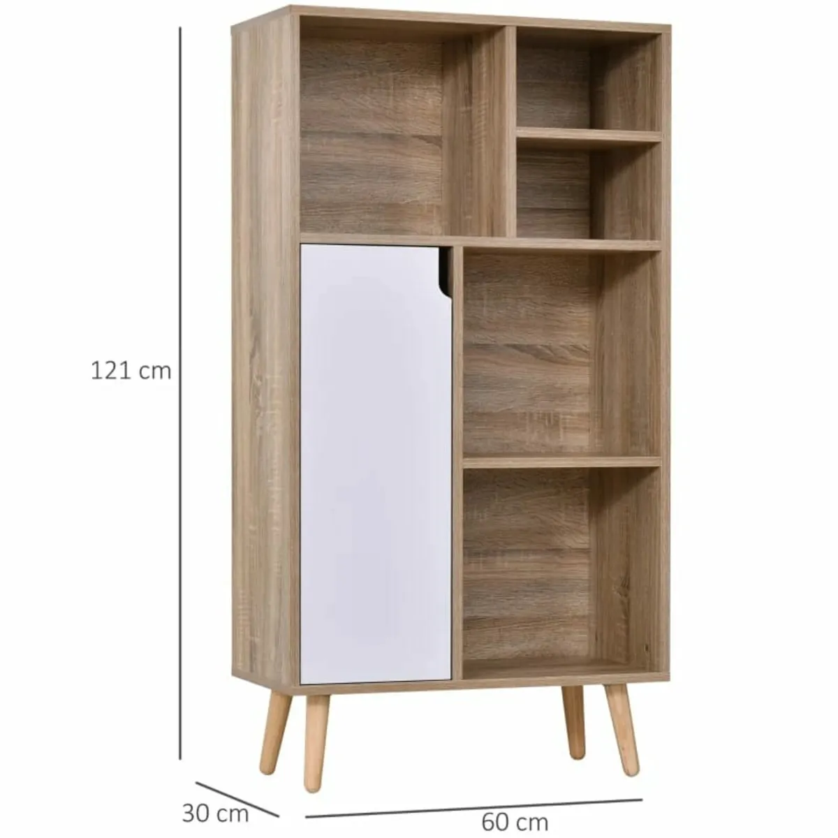 Freestanding Storage Cabinet w/ Wood Legs 5 Compar - Image 2