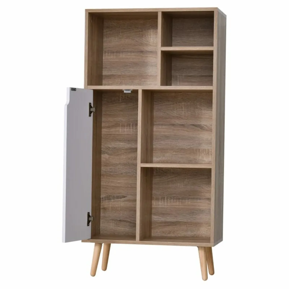 Freestanding Storage Cabinet w/ Wood Legs 5 Compar - Image 3
