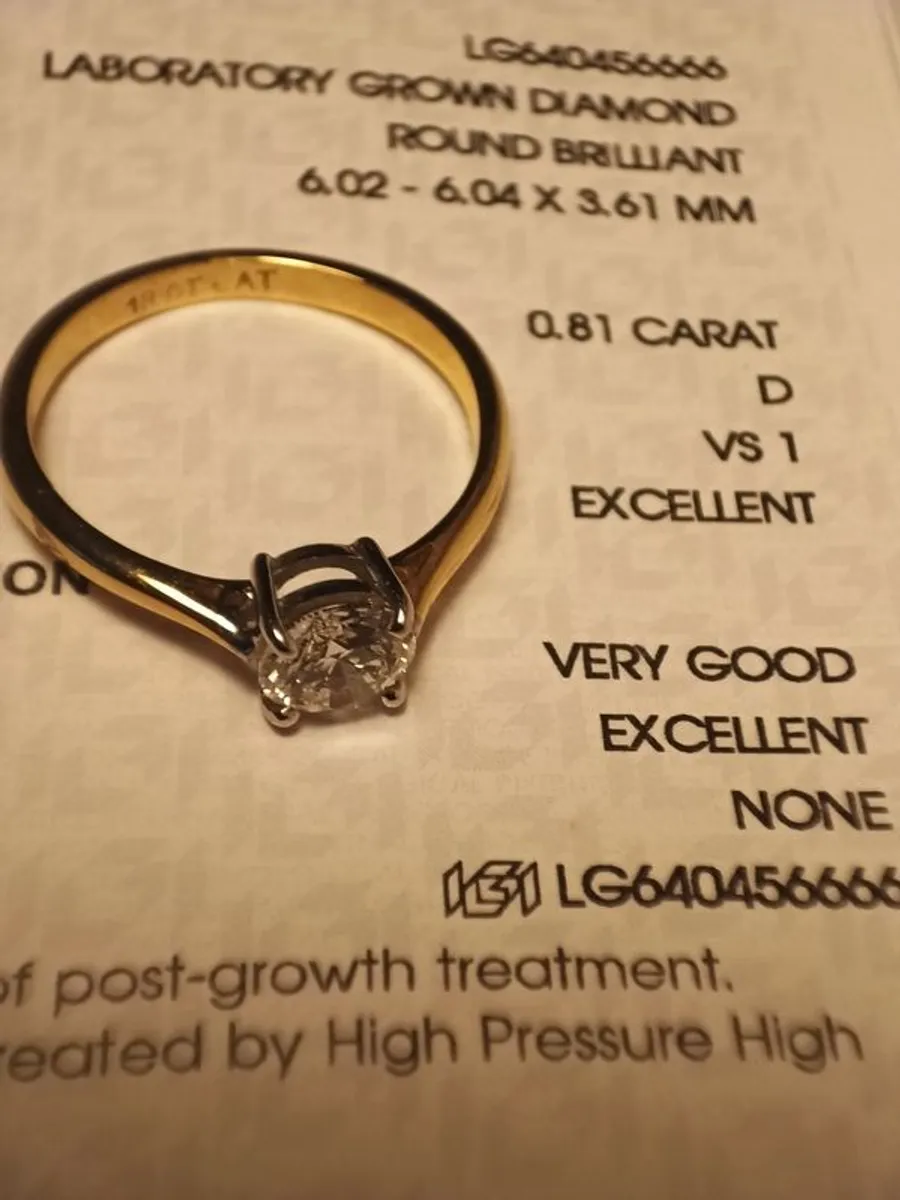 18ct Gold Hand Made Diamond Solitaire Ring - Image 3