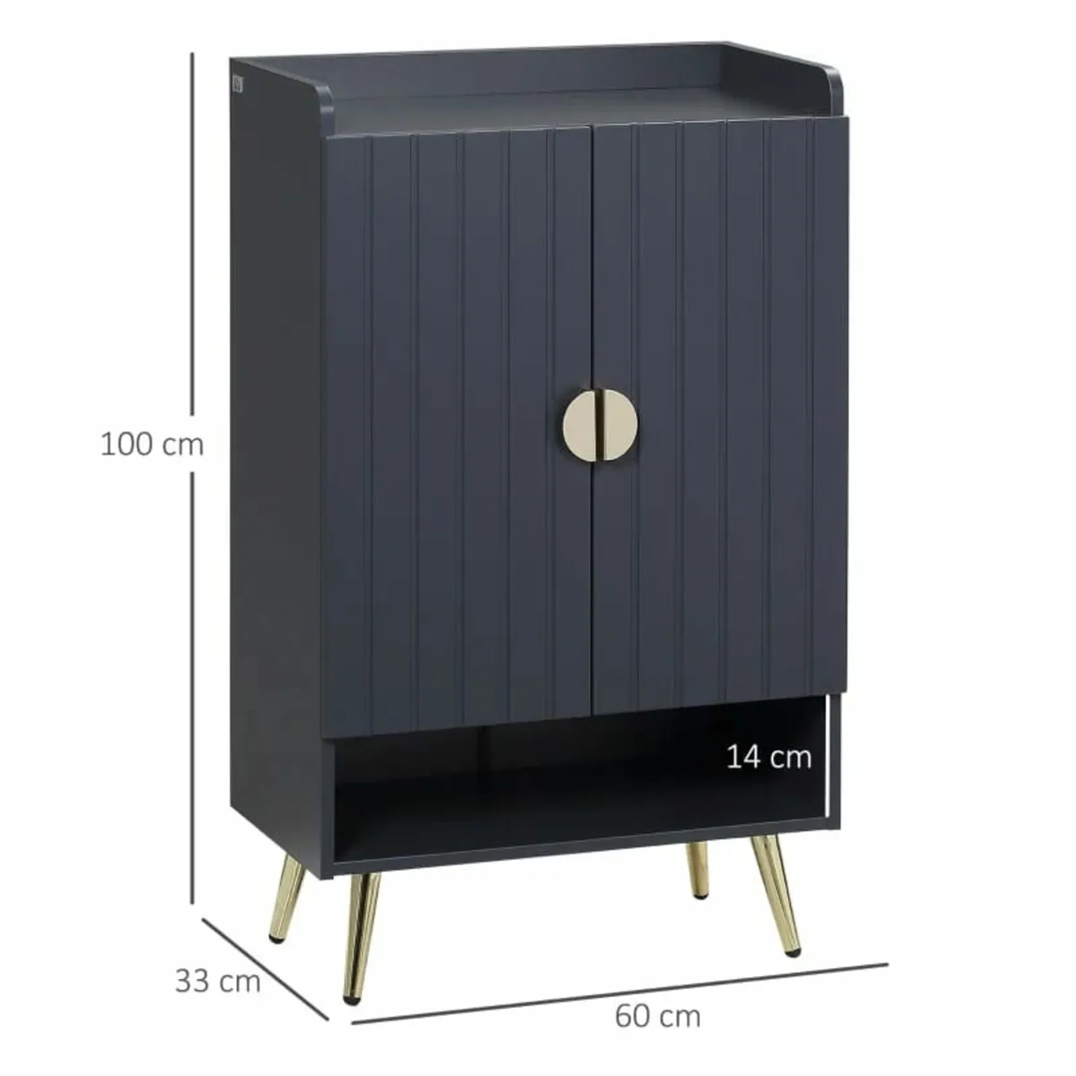 Shoe Cabinet with 2 Doors, Open Shelf and Adjustab - Image 2