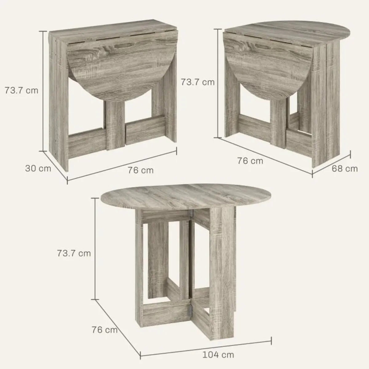 Space-saving Drop Leaf Table, Folding Dining Table - Image 2