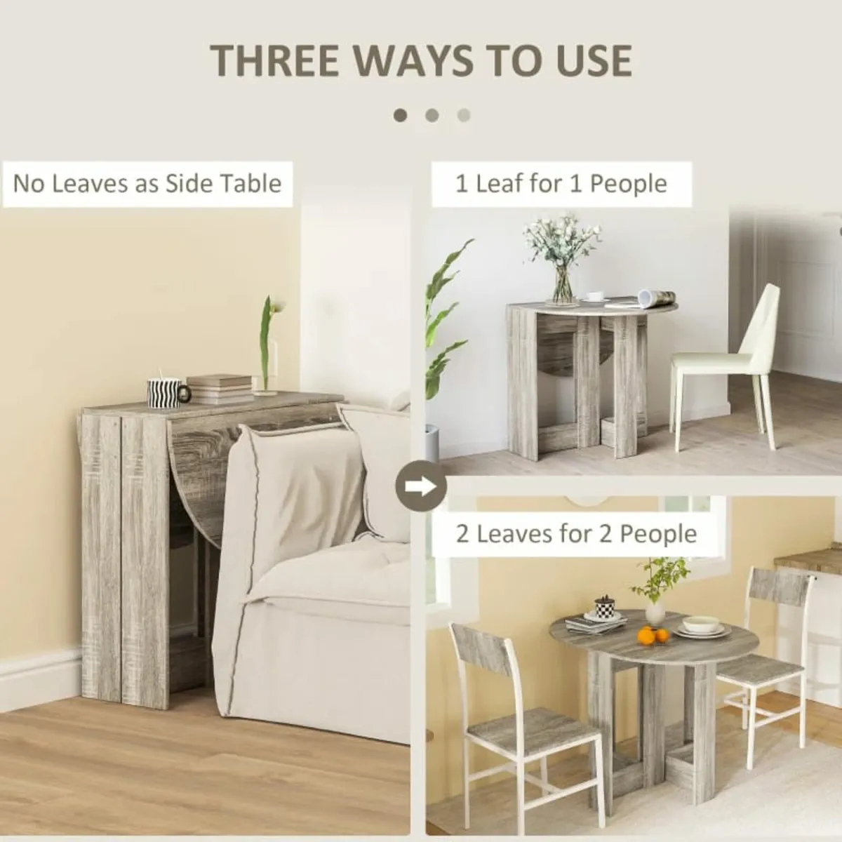 Space-saving Drop Leaf Table, Folding Dining Table - Image 4