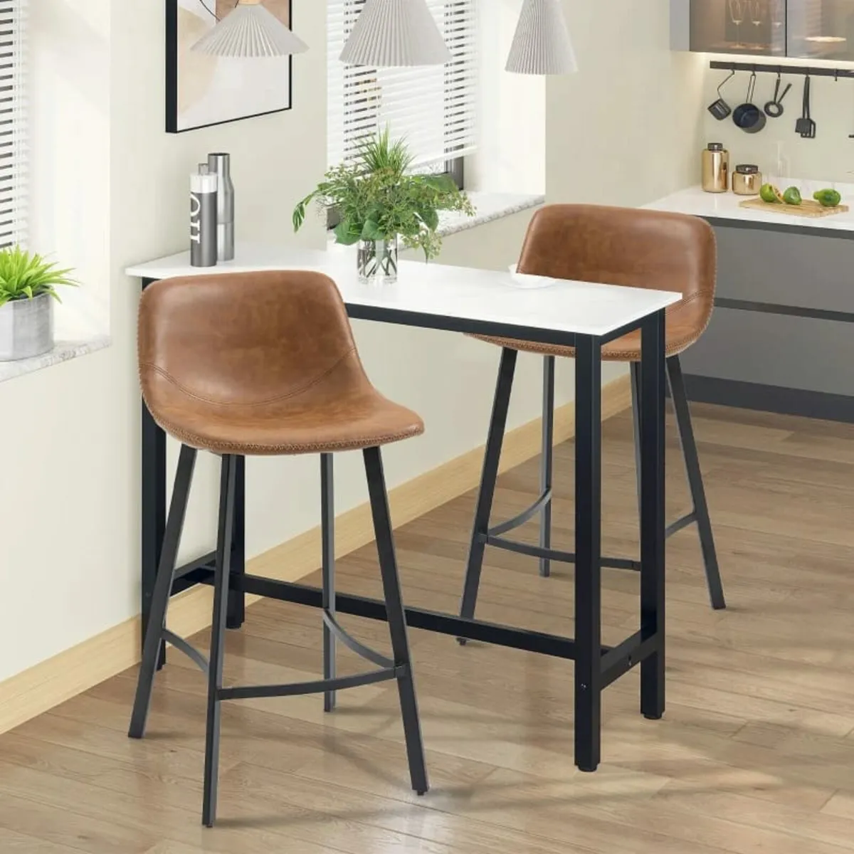 Bar Stools Set of 2, Industrial Kitchen Stool, Uph - Image 2