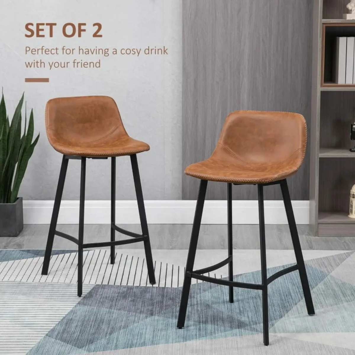 Bar Stools Set of 2, Industrial Kitchen Stool, Uph - Image 4