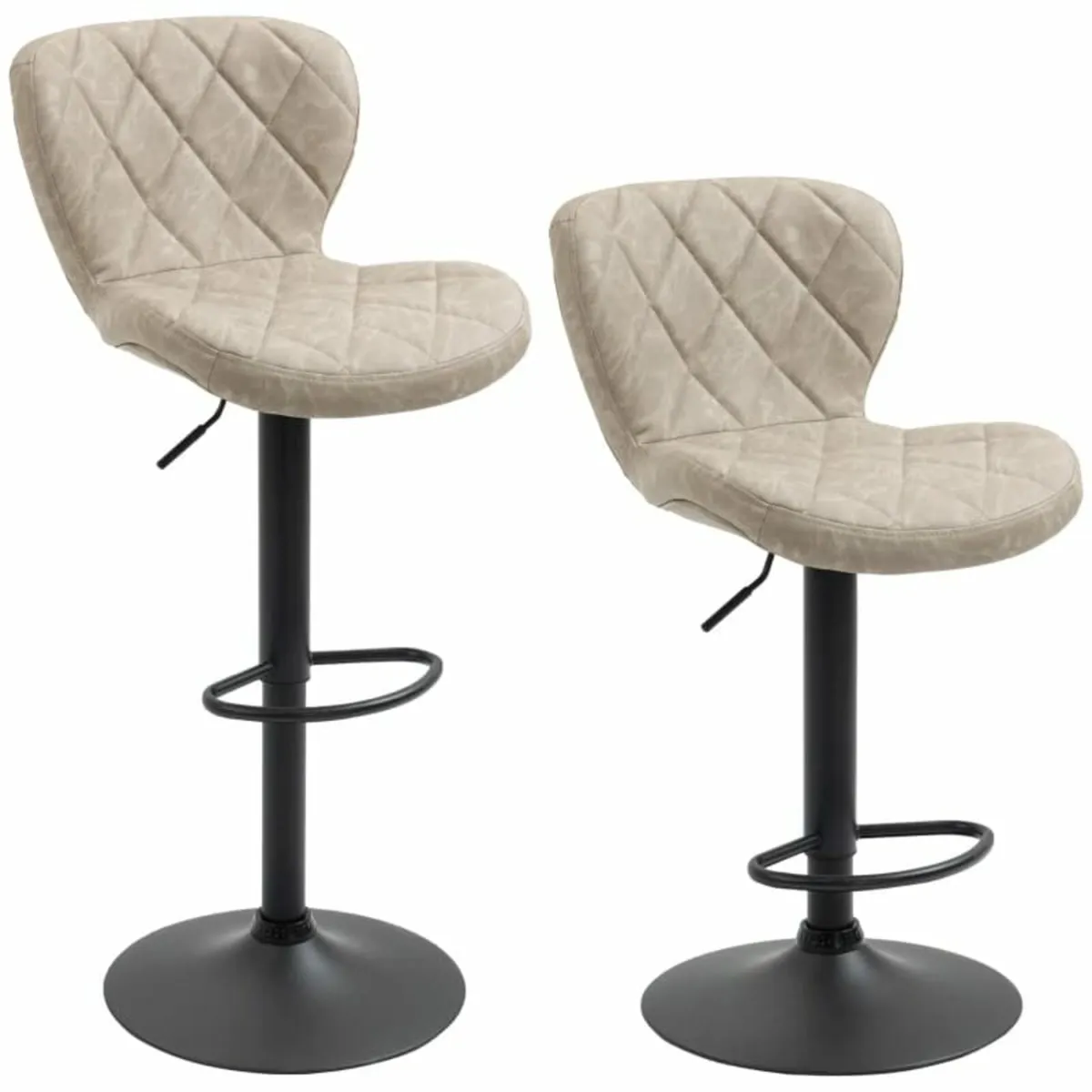 2 Breakfast Bar Chairs, Swivel Barstools with Back - Image 1