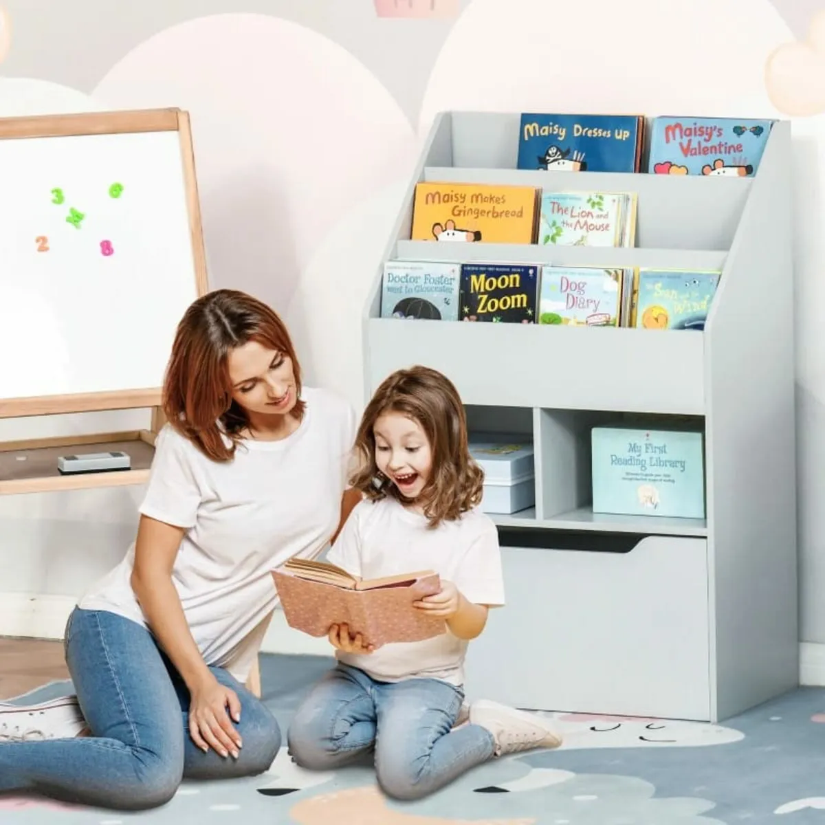 Kids Bookshelf, Toy Organiser, with Storage Drawer - Image 3