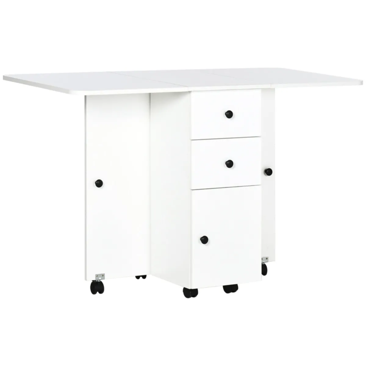 Multi-Storage Six-Person Drop Leaf Dining Table - - Image 1