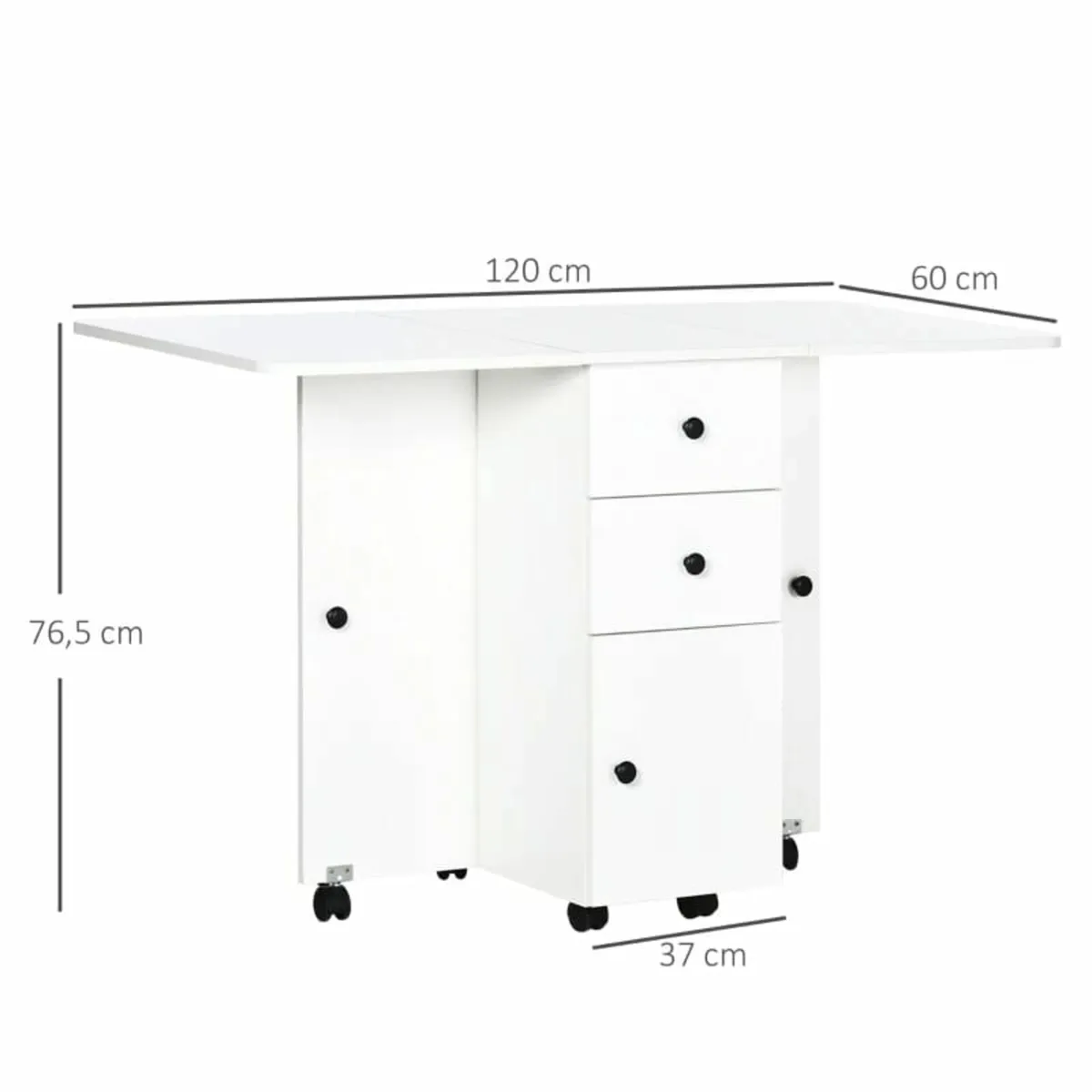 Multi-Storage Six-Person Drop Leaf Dining Table - - Image 3