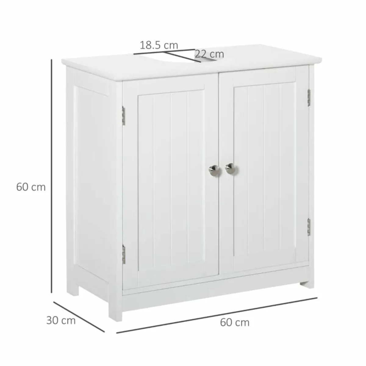 60x60cm Under-Sink Storage Cabinet w/ Adjustable S - Image 2
