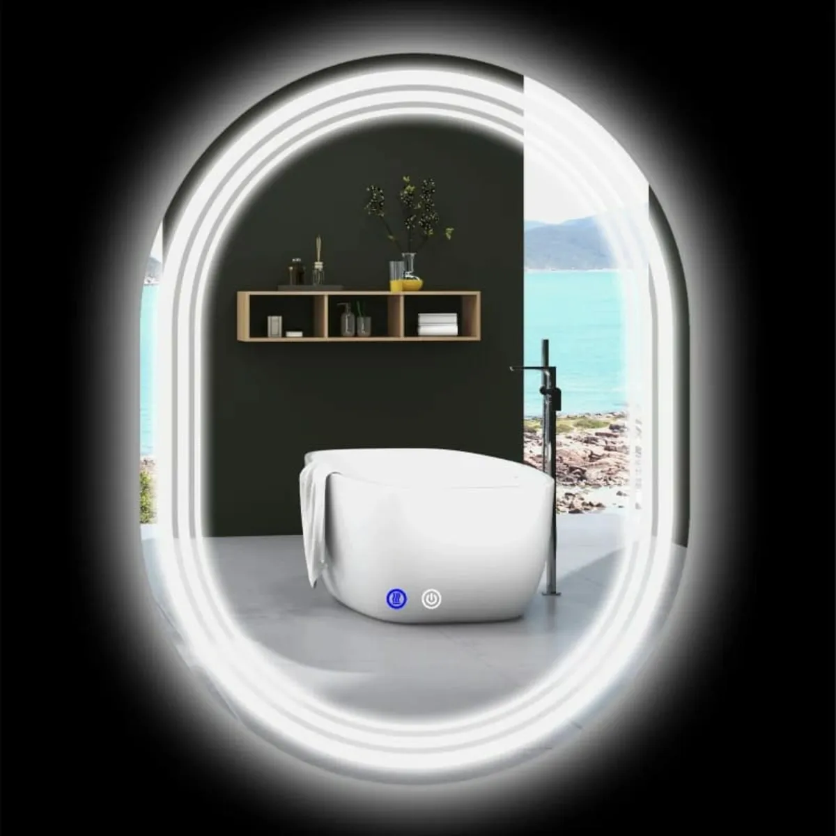 800 x 600mm Bathroom Mirror with LED Lights Makeup - Image 1
