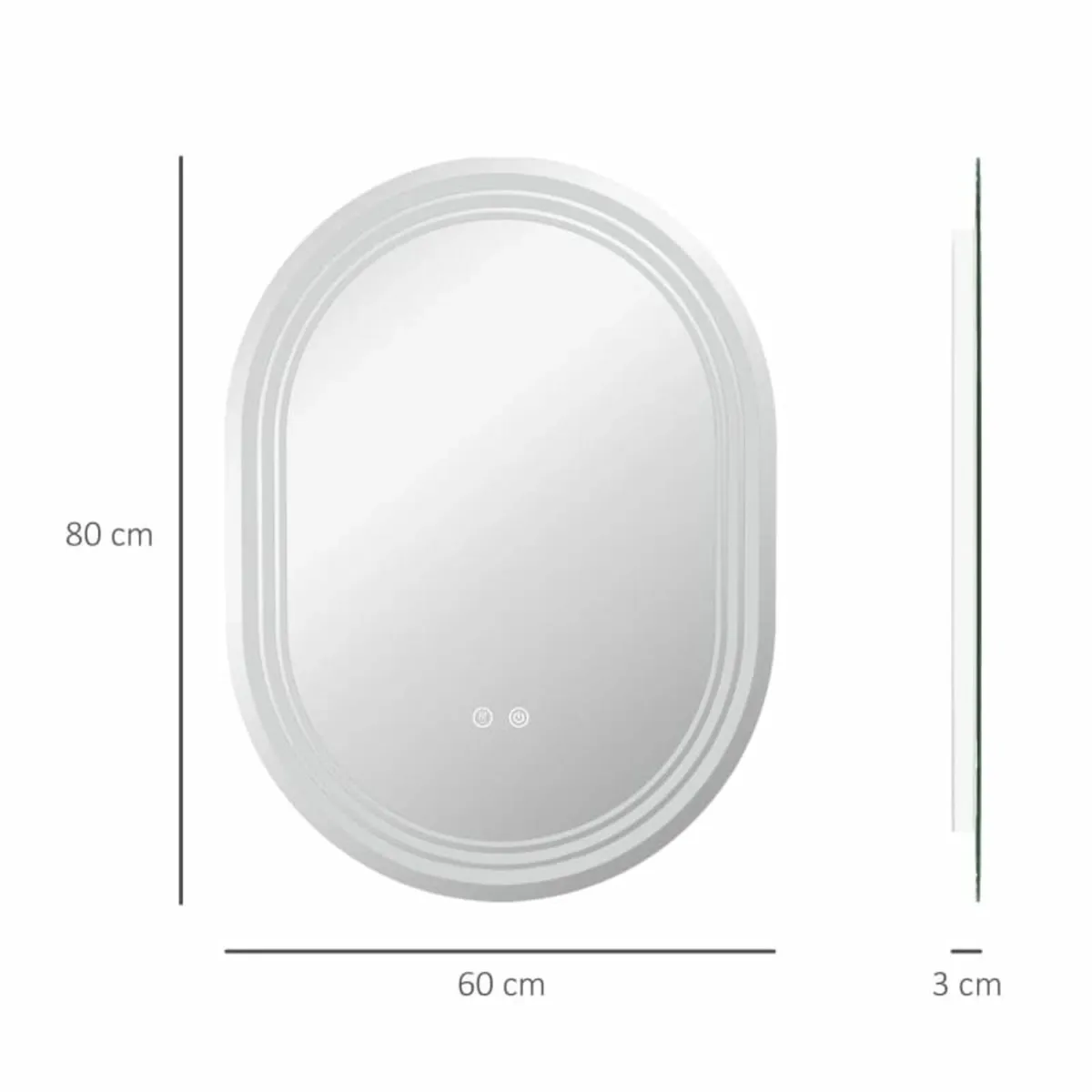 800 x 600mm Bathroom Mirror with LED Lights Makeup - Image 3