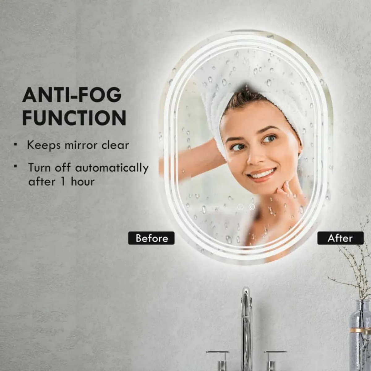 800 x 600mm Bathroom Mirror with LED Lights Makeup - Image 4