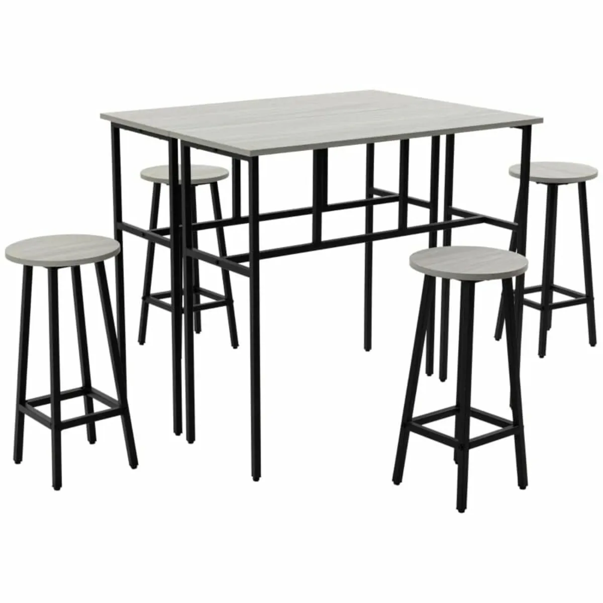 Bar Table Set, 2 Breakfast Tables with 4 Stools, C - Image 1