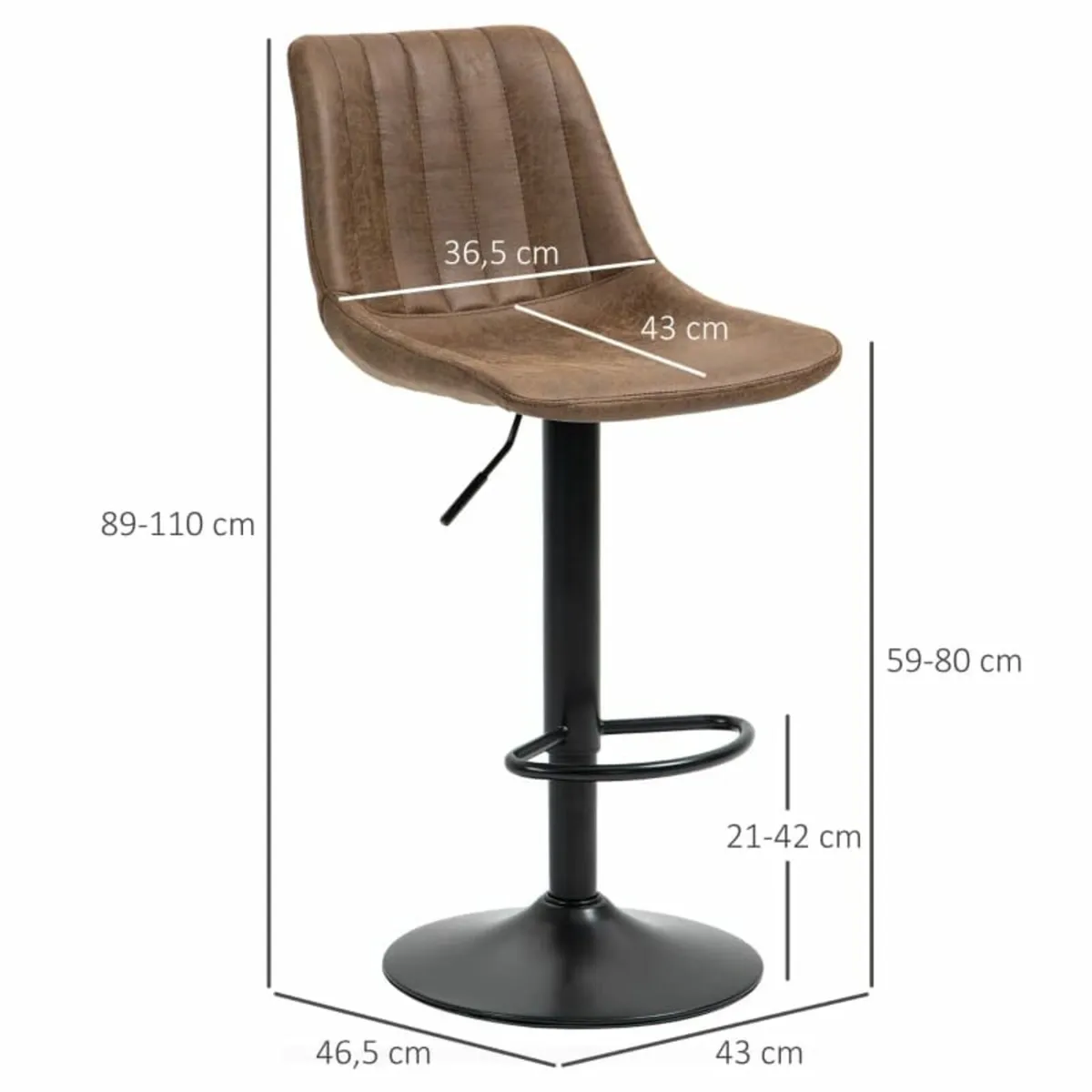 Adjustable Bar Stools Set of 2 Counter Height Bars - Image 2