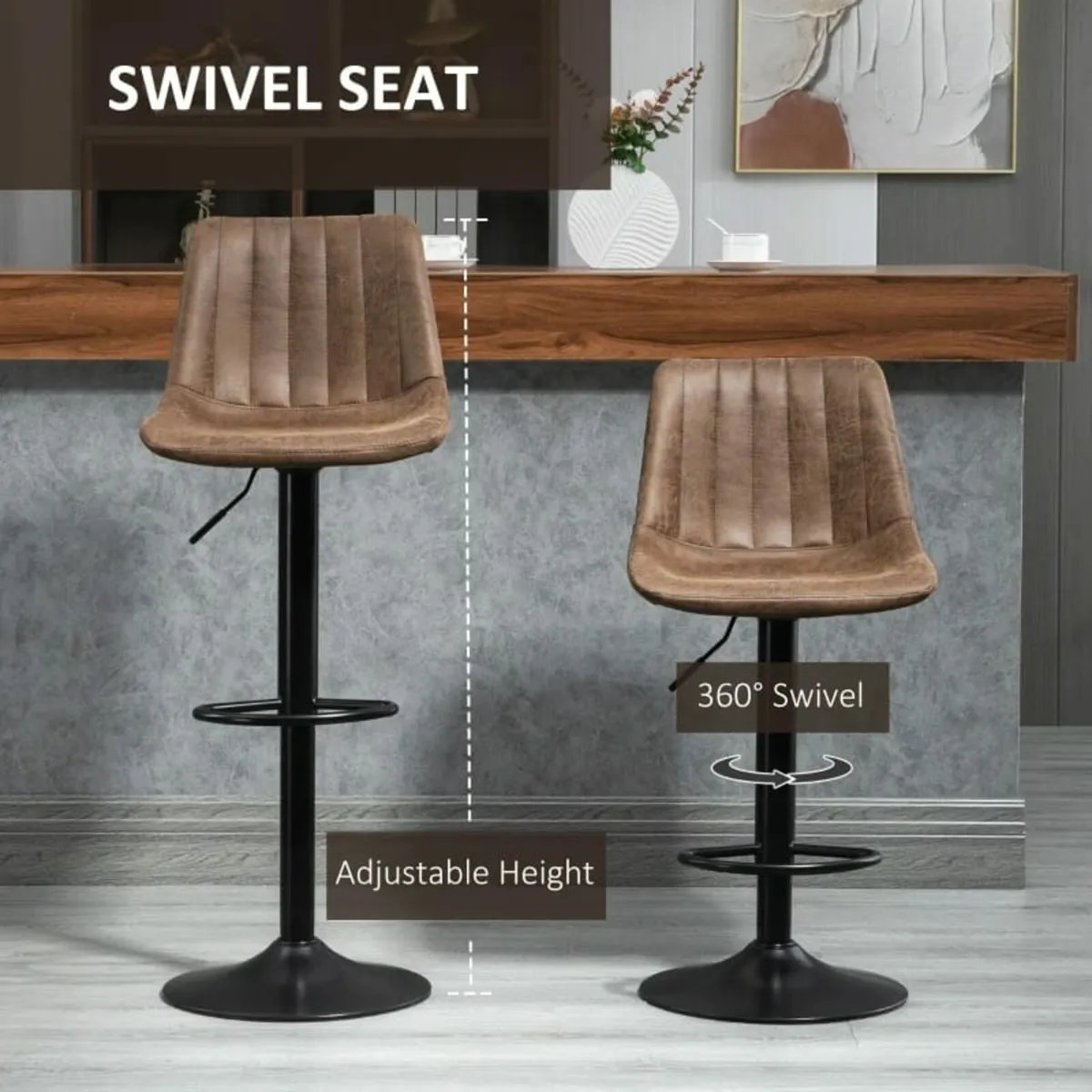 Adjustable Bar Stools Set of 2 Counter Height Bars - Image 4