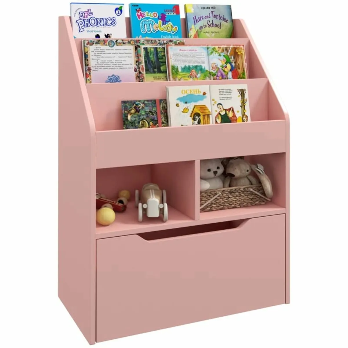 Kids Bookshelf, Toy Organiser, with Storage Drawer - Image 1