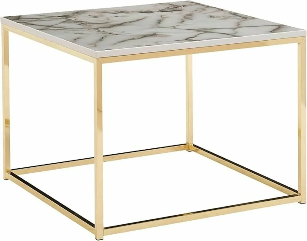 Faux Marble Coffee Table 60 x 60 x 45 cm with Marb - Image 1
