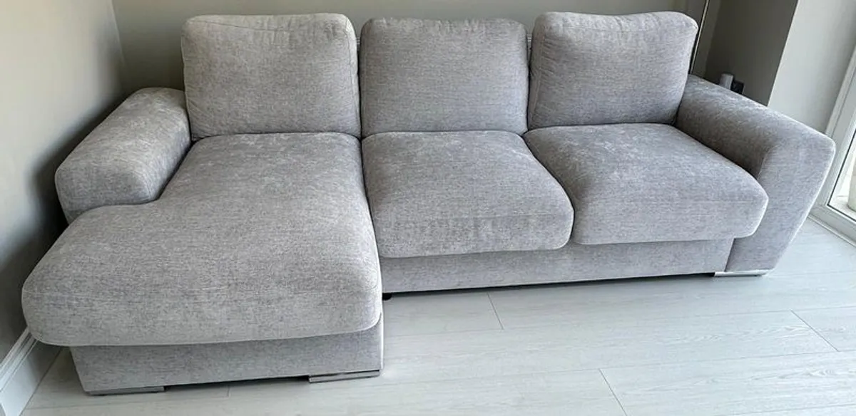 Sofa (Chaise Type) with Pouffe and Rug - Image 1