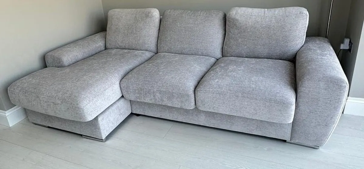 Sofa (Chaise Type) with Pouffe and Rug - Image 2