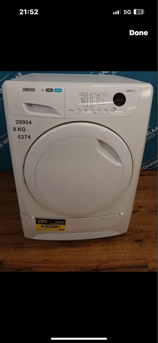 Zanussi Condenser Dryer 8kg Drum (Heat Pump)