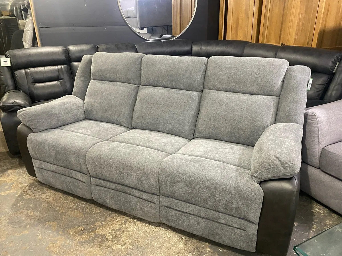 New grey fabric recliner 3 11 sofa set - Image 1