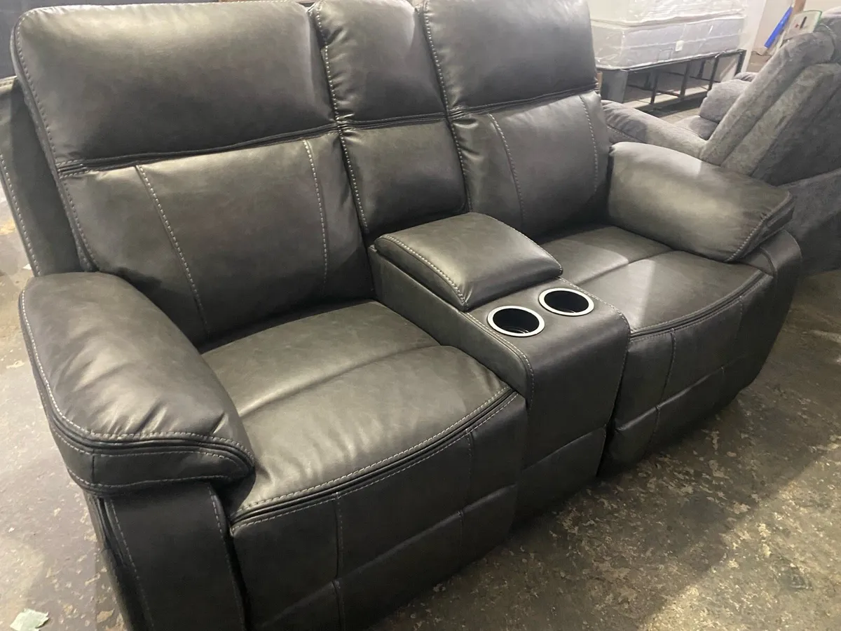 3 and 2 new leather recliner sofas - Image 1