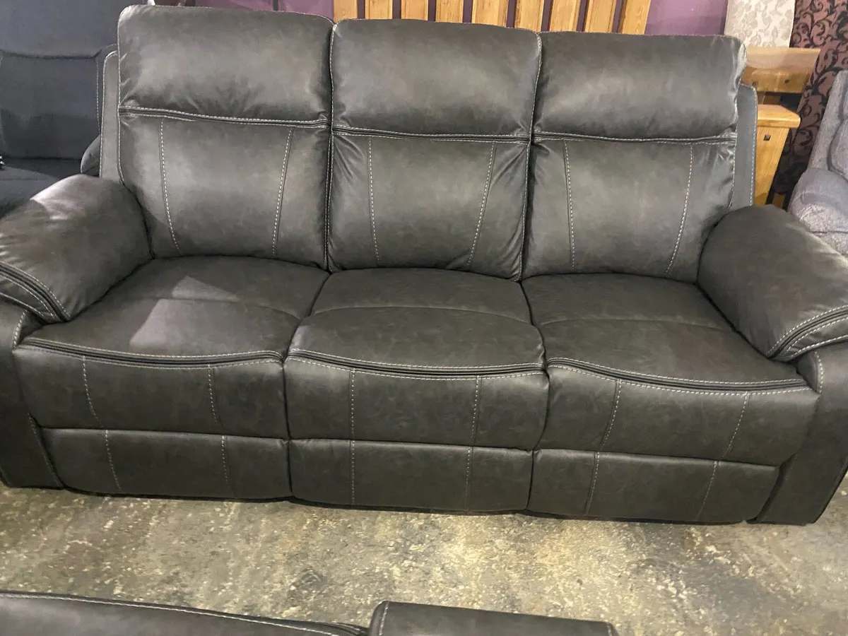 3 and 2 new leather recliner sofas - Image 3