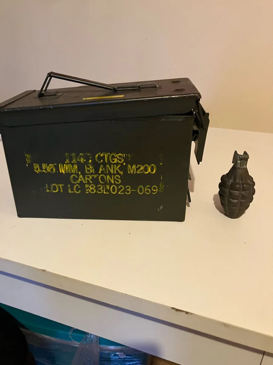 World War 2 Memorabilia-Ammo Box + Grenade Replica - Image 1
