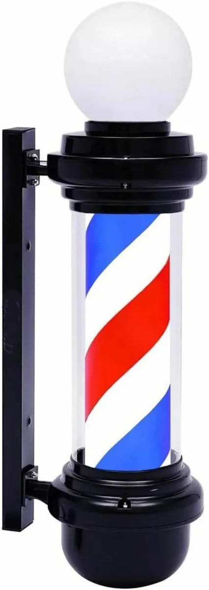 Barber Pole Sign LED Red White Blue Rotating - Image 3