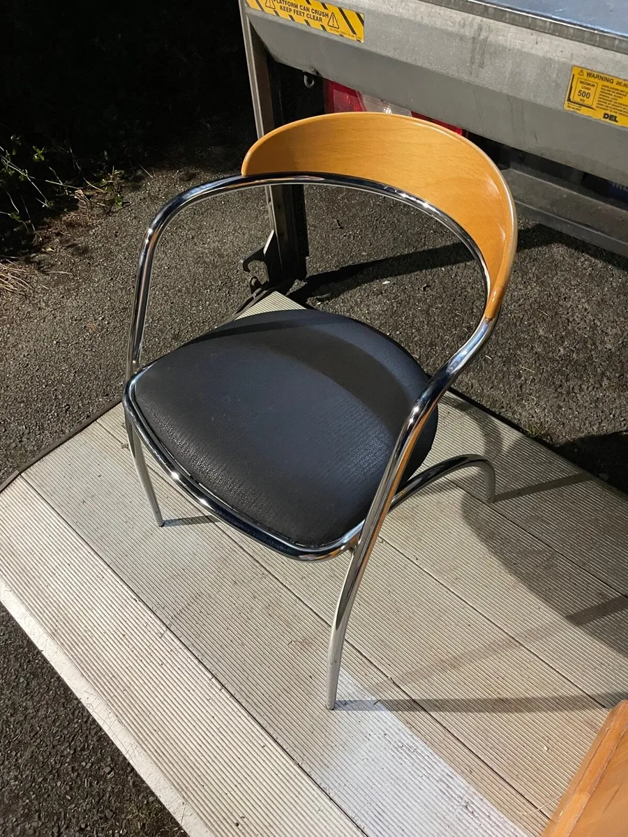 Single oak and metal office chair - Image 1