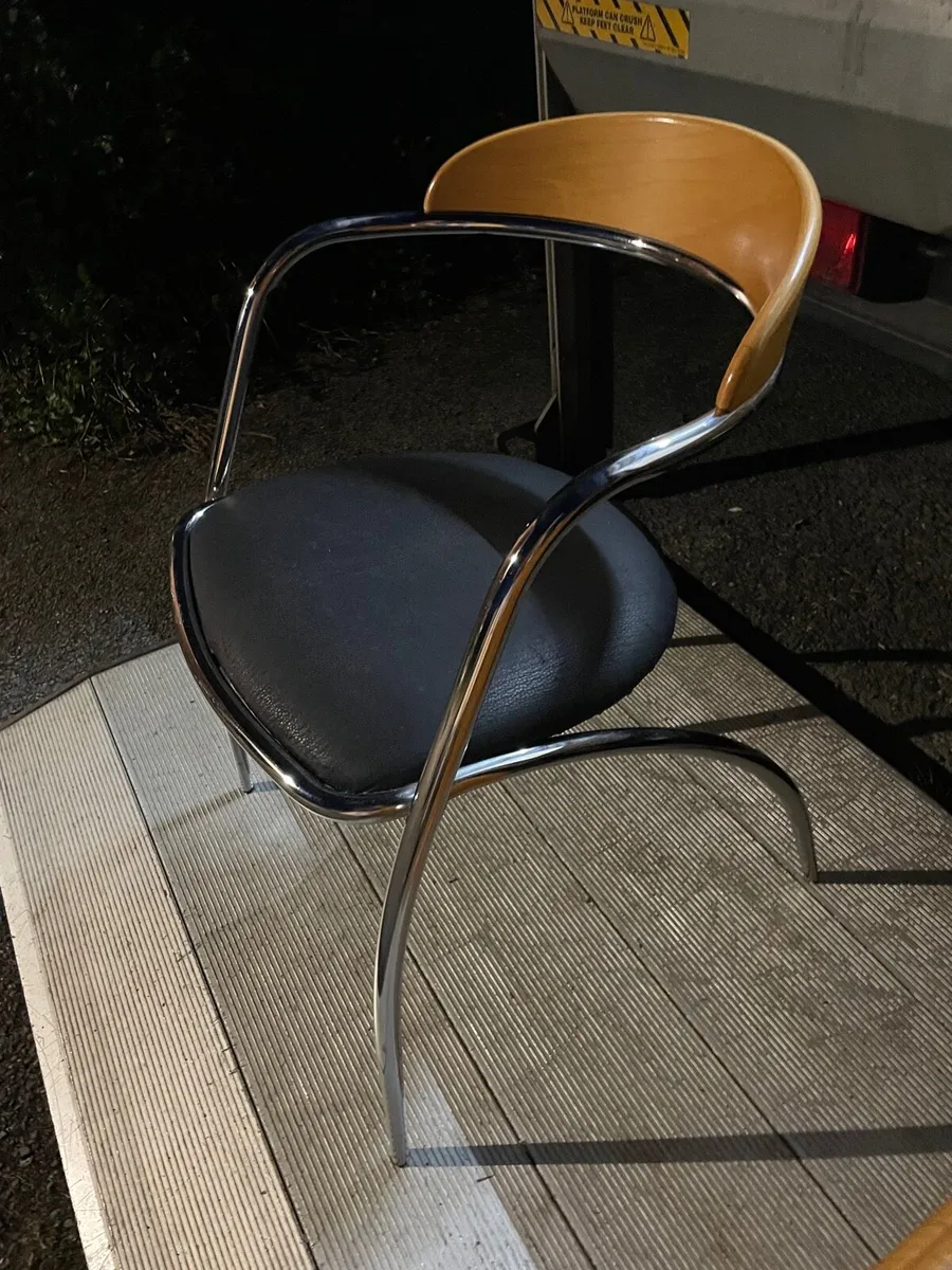 Single oak and metal office chair - Image 2