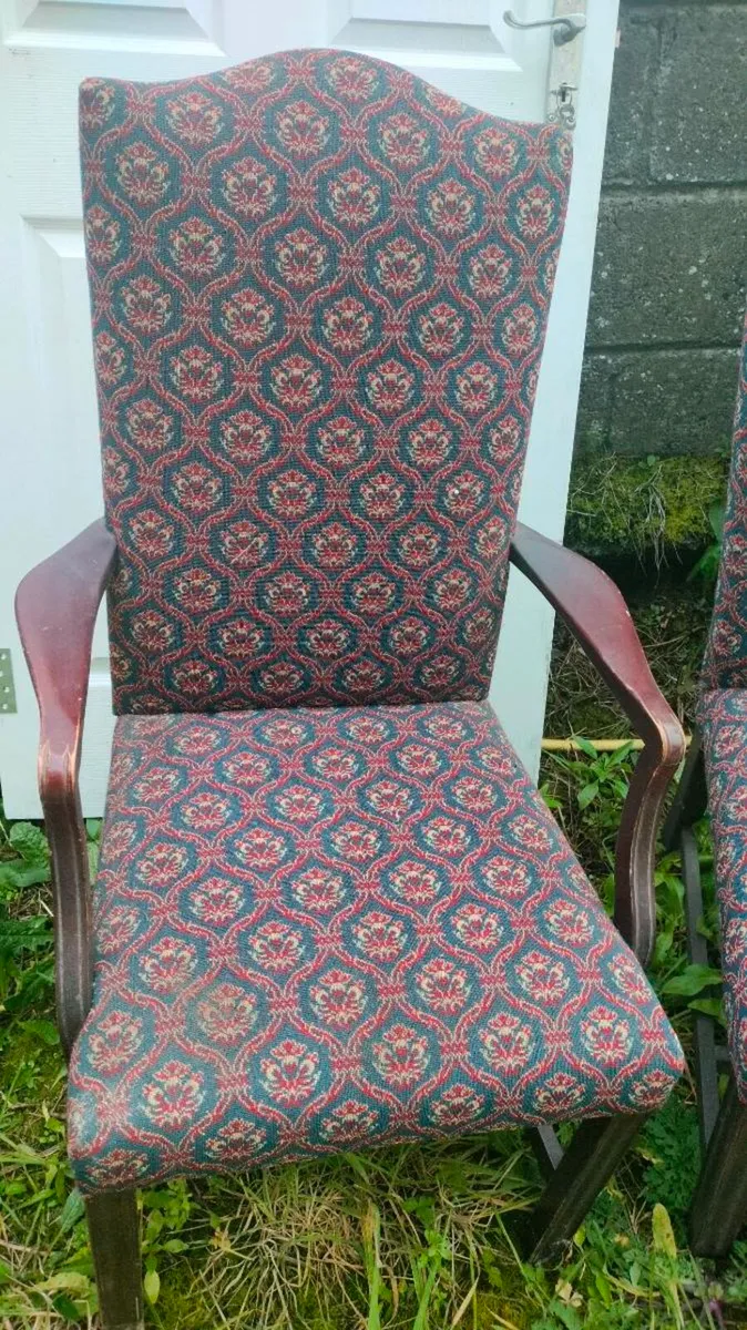 Set of 6 material covered Dining room Chairs.
2 Ca - Image 2