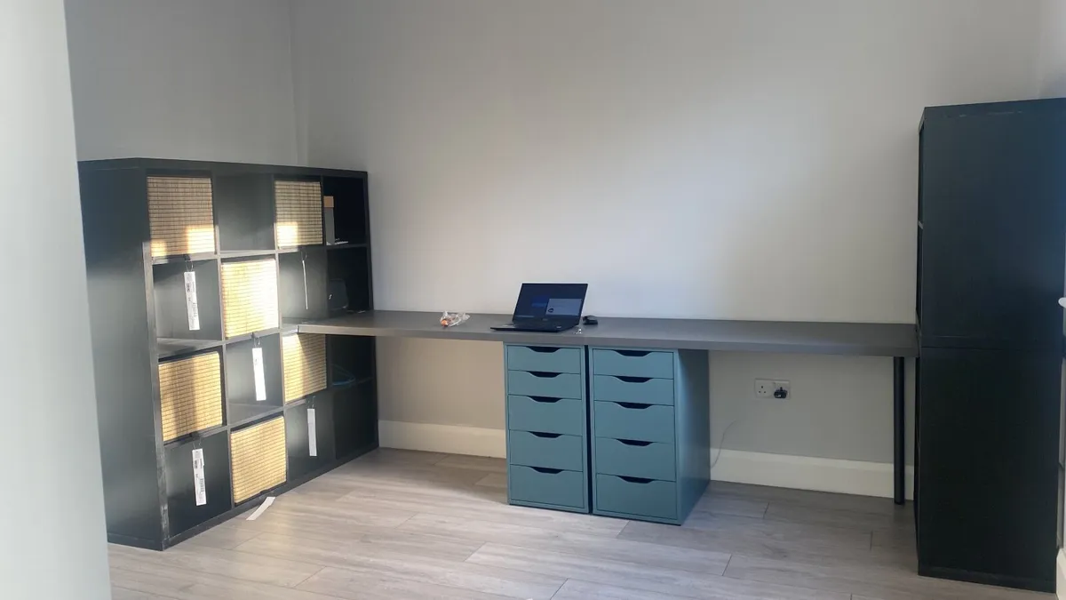 Study Office Desk (His & Hers) with 2 Storage Unit - Image 1