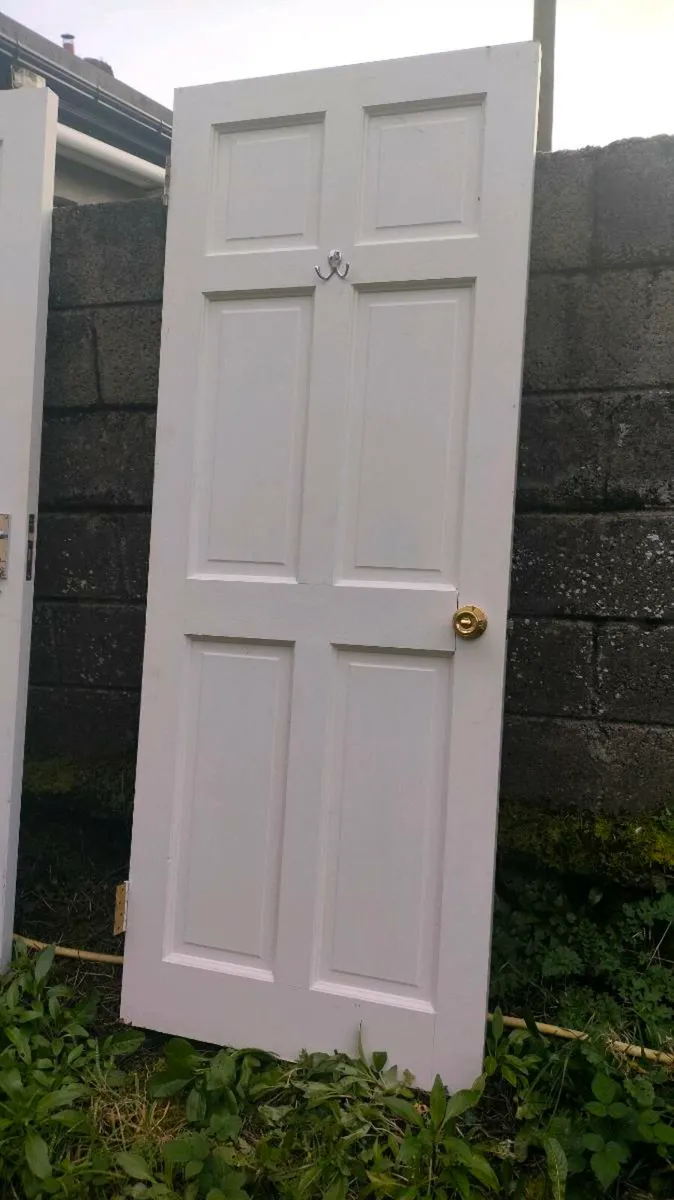 2 Solid white Doors, 1 with Handles and hinges and - Image 1