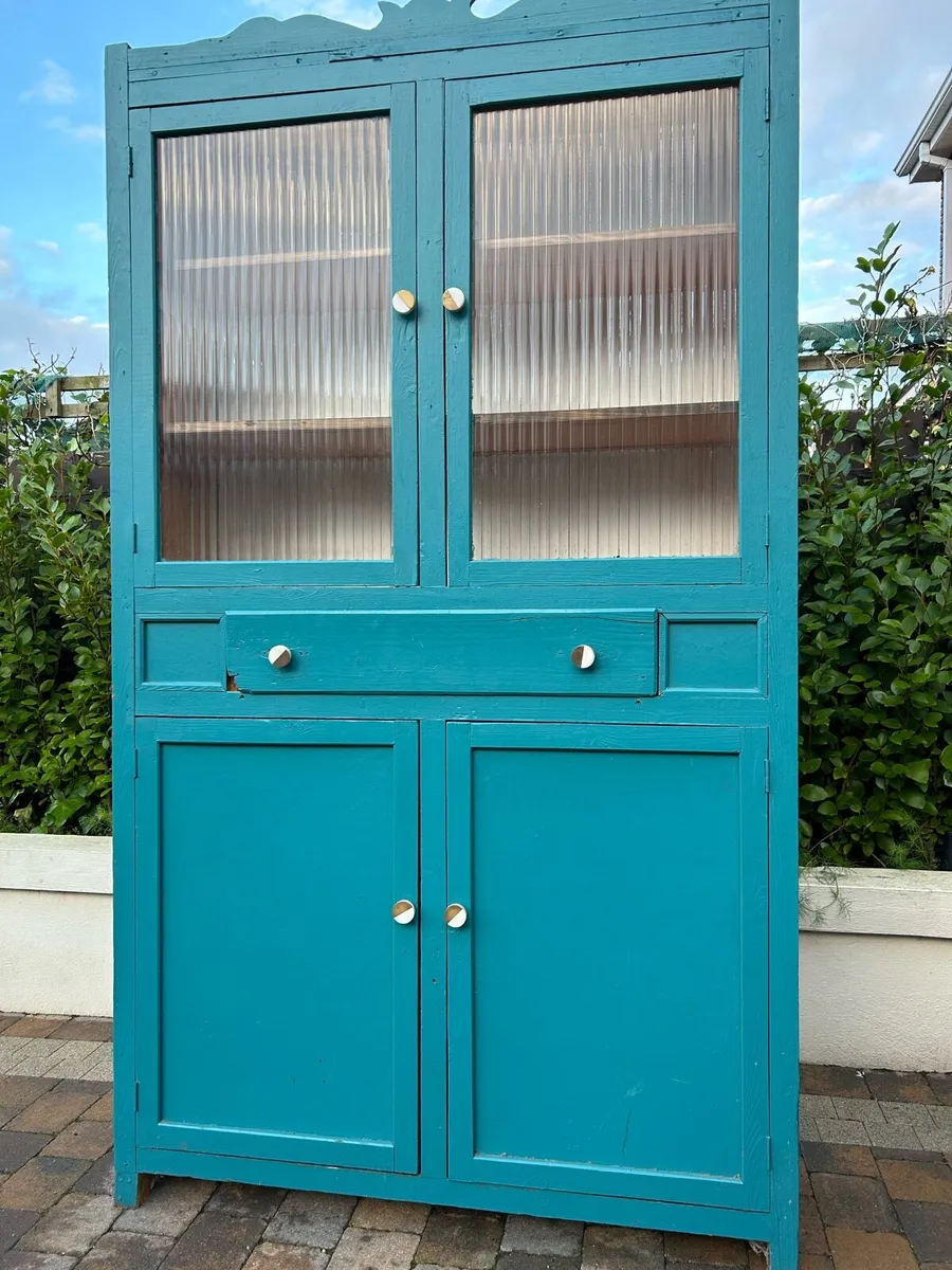 Antique painted pantry farmhouse cupboard - Image 4