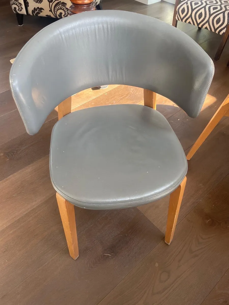 4 leather dining  chairs curved - Image 2