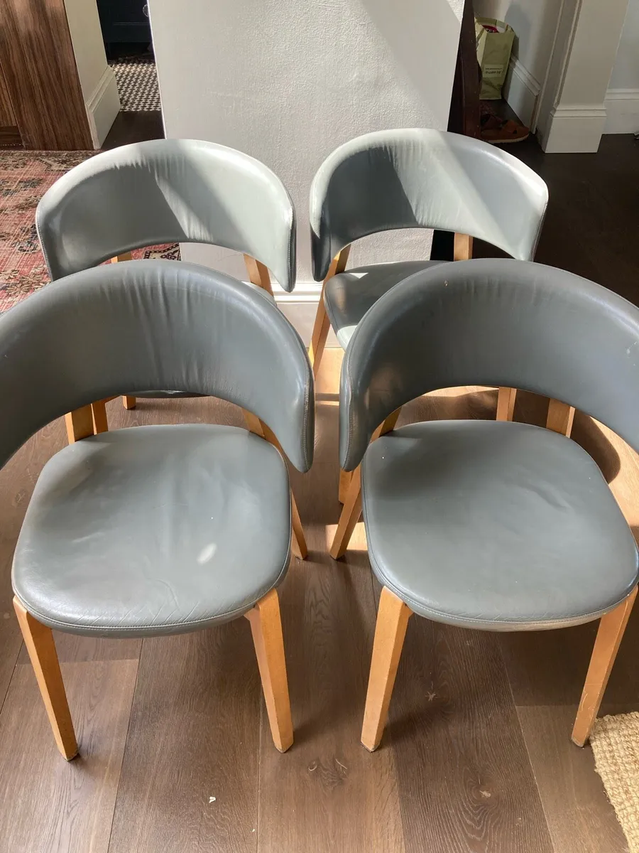 4 leather dining  chairs curved - Image 3