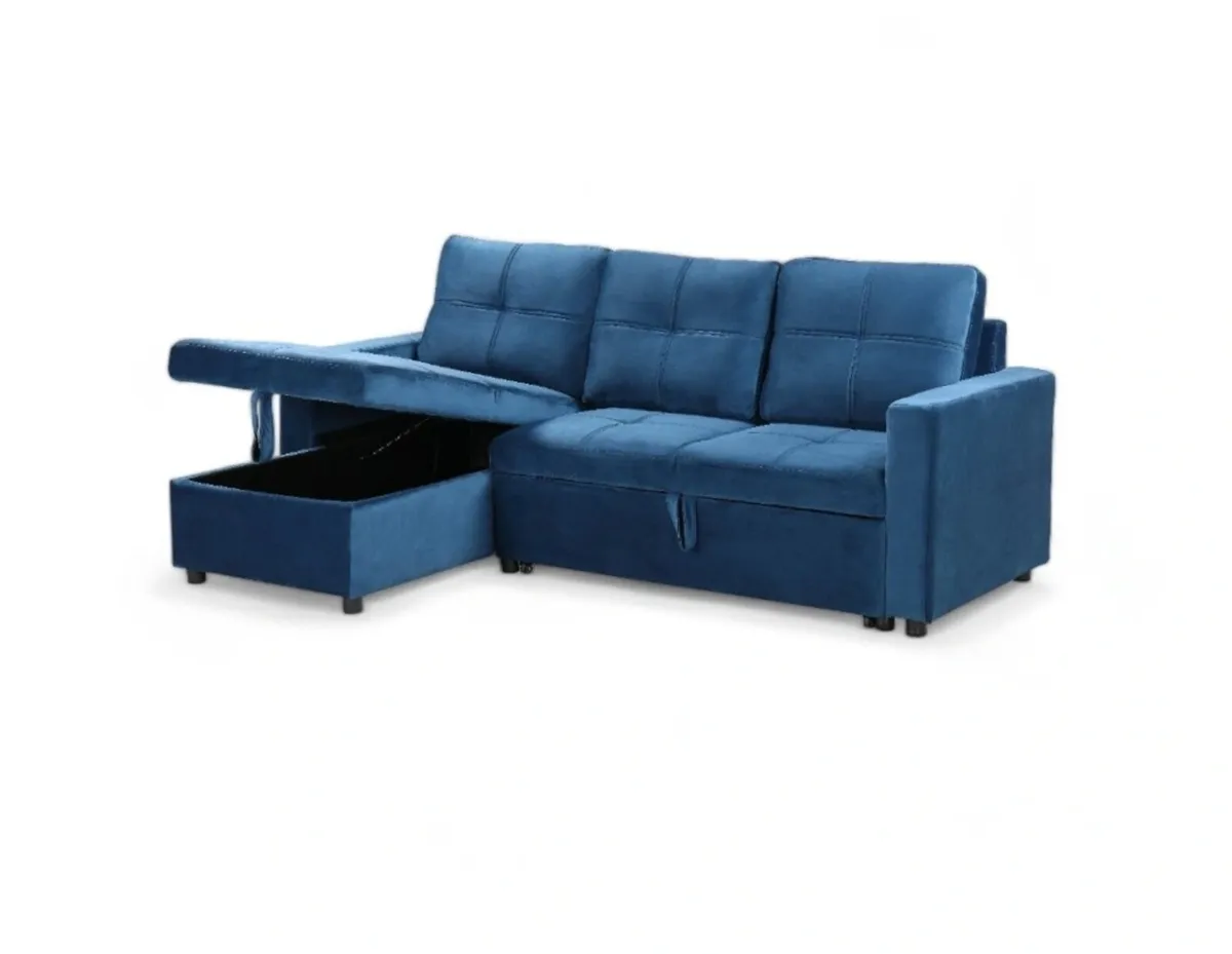 Blue L Shape Sofa Bed – Storage & Style - Image 2