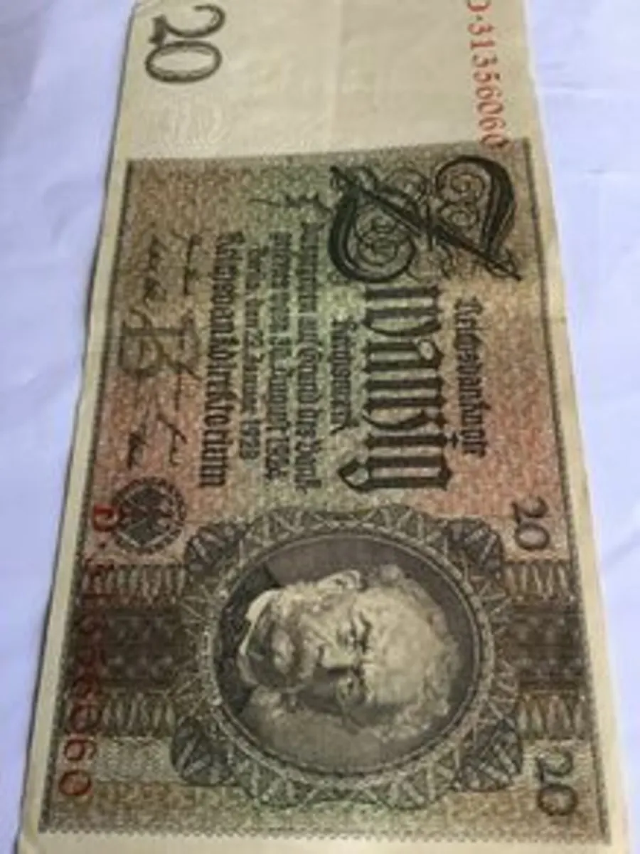 1929 German 20 ReichMark Banknote