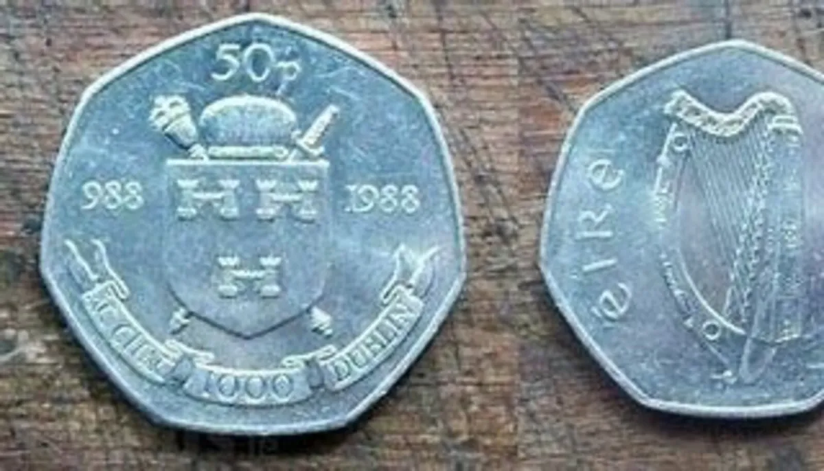 1988 Dublin Millennium commemorative 50-pence coin