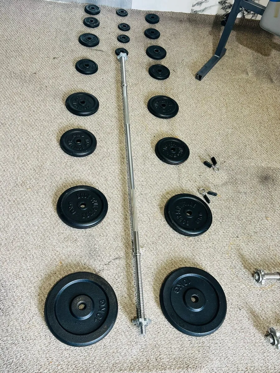 ALLIN ONE WORK OUT SET STEEL WEIGHTS BENCH BARS - Image 2