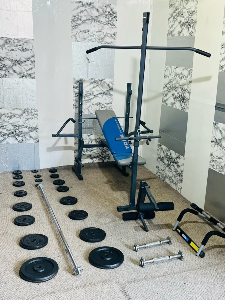 ALLIN ONE WORK OUT SET STEEL WEIGHTS BENCH BARS - Image 1