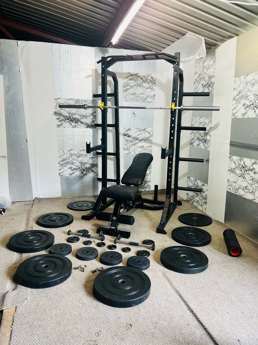 COMMERCIAL HOME GYM RACK BENCH WEIGHTS BAR - Image 1
